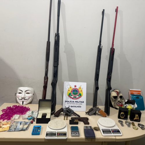 Mega operação da PM em Tarauacá termina com prisão, apreensão de 7 armas e drogas