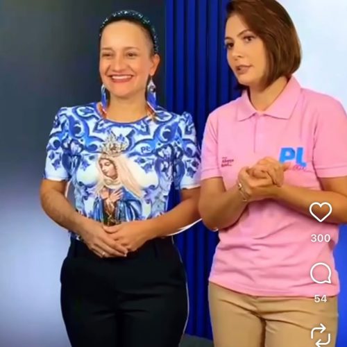 Ex-prefeita Maria Lucinéia grava vídeo com Michelle Bolsonaro durante agenda do PL em Brasília